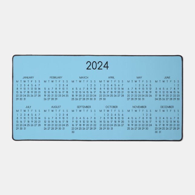 2024 Calendar Baby Blue Colour Background Desk Mat (Front)