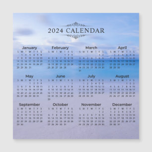 2024 Calendar Beach Background   Magnetic Card