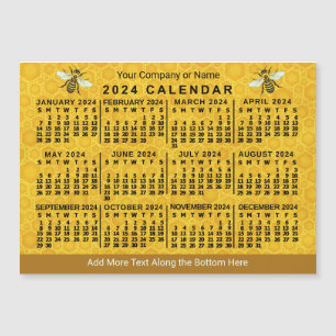 2024 Calendar Bee Honeycomb Custom Apiary Magnet