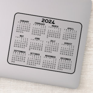 2024 Calendar - black and white mini calendar