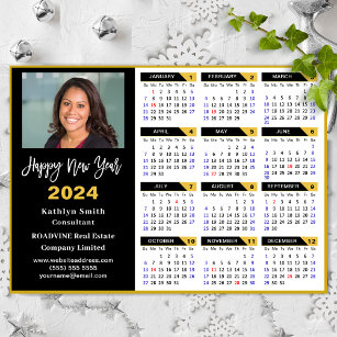 2024 Calendar Black Gold Business Photo Magnetic
