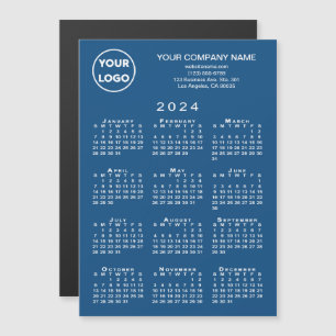 2024 Calendar Business Logo Text Blue Magnet Card