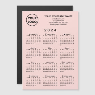 2024 Calendar Business Logo Text Pink Magnet