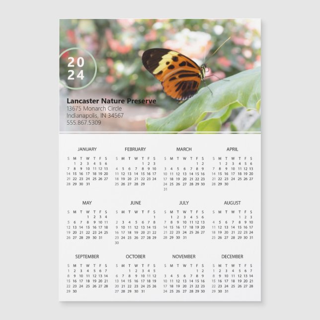 2024 Calendar Butterfly Promotional Magnet (Front)