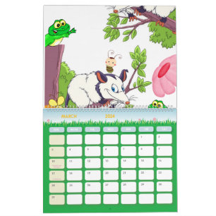 2024 Calendar Colourful Frog Opossum Floral