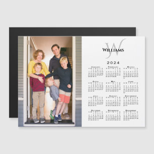 2024 Calendar Custom Photo Monogram Name Magnet