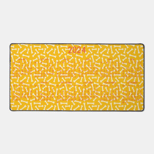 2024 Calendar Dog Bones Design Pattern  Desk Mat