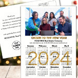 2024 Calendar Festive Gold Glitter Corporate Photo Holiday Postcard<br><div class="desc">2024 Calendar Festive Gold Glitter Script Corporate Photo New Year Holiday postcard. All the texts are pre-arranged for you to personalise easily and quickly with your own details. Wish you all a Happy Holidays and an Amazing New Year! For many other card designs, please visit : (Holiday Cards) https://www.zazzle.com/collections/119095696689680604 (Holiday...</div>
