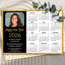2024 Calendar Gold Glitter Business Photo New Year