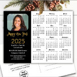 2024 Calendar Gold Glitter New Year Business Photo Holiday Postcard<br><div class="desc">2024 Calendar Gold Glitter Script on Black New Year Business Photo Holiday Postcard. All the texts are pre-arranged for you to personalise easily and quickly with your own details. Wish you all a Happy Holidays and an Amazing New Year! For many other card designs, please visit : (Holiday Cards) https://www.zazzle.com/collections/119095696689680604...</div>
