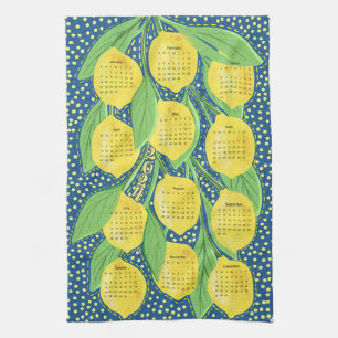 2024 Calendar Lemon Vines Tea Towel