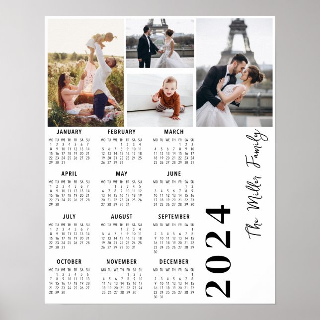 2024 Calendar minimalist multiphoto Poster (Front)