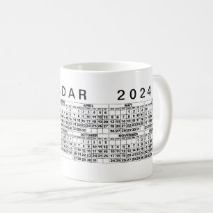 2024 Calendar Mug Black White