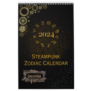 2024 Calendar of  Steampunk Astrology Zodiac Signs