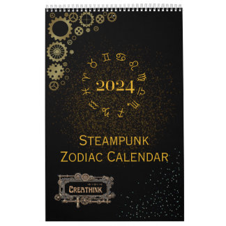 2024 Calendar of  Steampunk Astrology Zodiac Signs