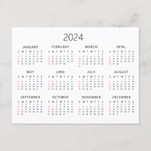 2024 Calendar  Postcard