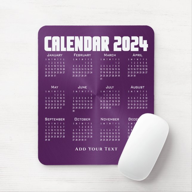 2024 Calendar - Purple Mouse Pad (With Mouse)