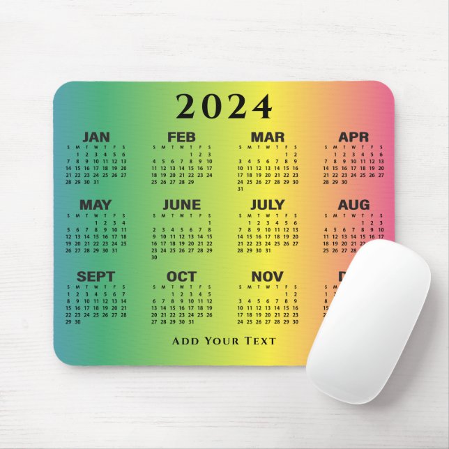 2024 Calendar - Rainbow Mouse Pad (With Mouse)