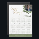 2024 Calendar Real Estate Photo Happy Holidays<br><div class="desc">Extend your Holiday greetings and thank your clients, employees and customers with these modern and customisable Christmas Corporate Holiday Real estate agent, sales representative magnetic 2024 calendar cards. Replace the photo with your own professional picture for a personal touch., customise the Name, title, contact info, website (edit text as needed),...</div>