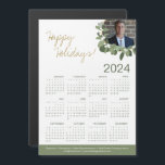 2024 Calendar Real Estate Photo Happy Holidays<br><div class="desc">Extend your Holiday greetings and thank your clients, employees and customers with these modern and customisable Christmas Corporate Holiday Real estate agent, sales representative magnetic 2024 calendar cards. Replace the photo with your own professional picture for a personal touch., customise the Name, title, contact info, website (edit text as needed),...</div>