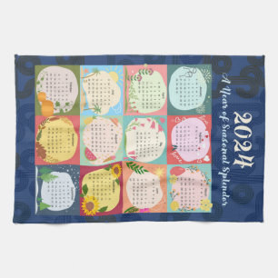 2024 Calendar Seasonal Splendour Tea Towel