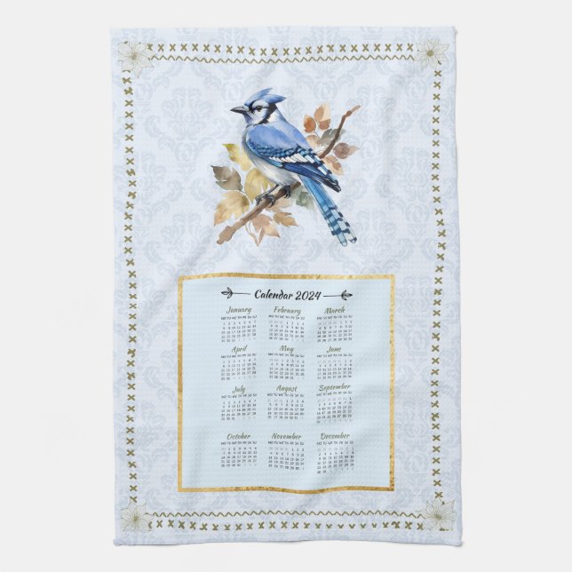 2024 Calendar Towel BlueJay (Vertical)