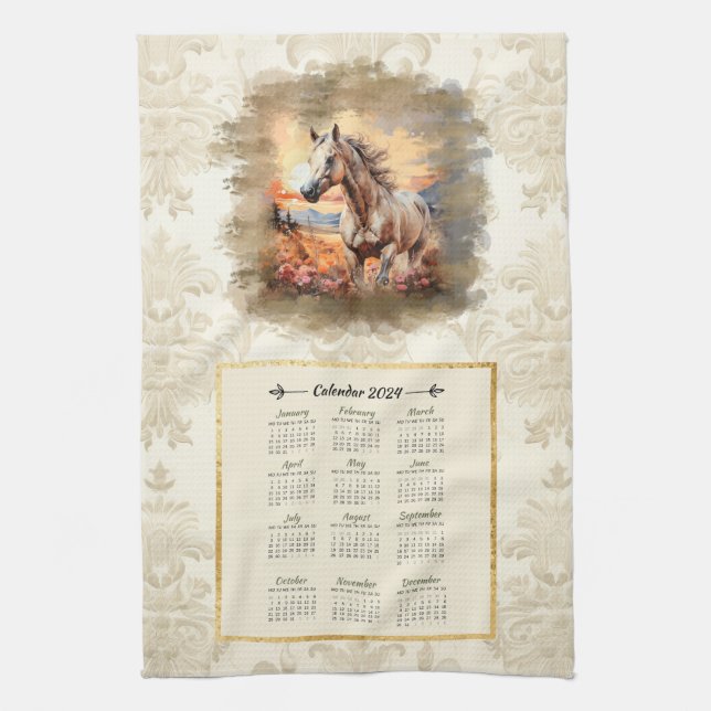 2024 Calendar Towel Horse in Sunset (Vertical)