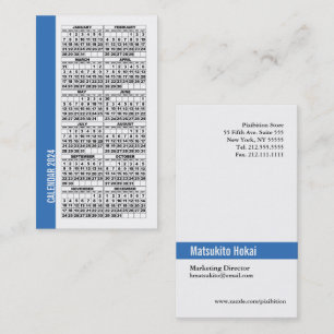 2024 Calendar Wallet Sized Business Card Blue