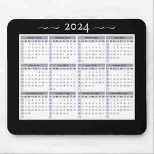 2024 Calendar Weekly Black White Large Print Mouse Pad