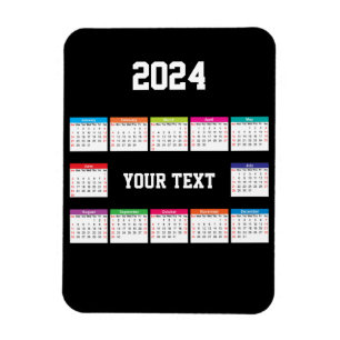 2024 calendar white black Colourful customisable Magnet