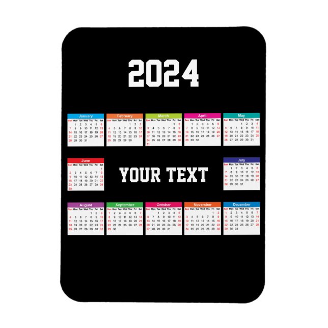 2024 calendar white black Colourful customisable Magnet (Vertical)