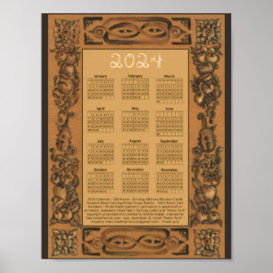 2024 Calendar Windsor Castle Grinling Gibbons Wood Poster
