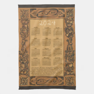 2024 Calendar Windsor Castle Grinling Gibbons Wood Tea Towel