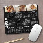 2024 Calendar with 3 Photo Collage - black  Mouse Pad<br><div class="desc">A 3 photo collage with a calendar. A fun item for the New Year. Add 3 landscape photos to this design.</div>