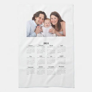 2024 Calendar with Custom Photo Tea Towel