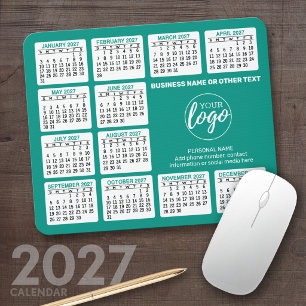 2024 Calendar with logo, Contact Information Blue Mouse Pad