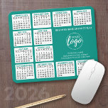2024 Calendar with logo, Contact Information Blue Mouse Pad<br><div class="desc">Add a logo with a calendar and room to add a few lines of text. A fun item for the New Year to use as a company giveaway.</div>