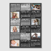 2024 Calendar Year Black Mod Custom Photo Collage Magnetic Invitation (Front)