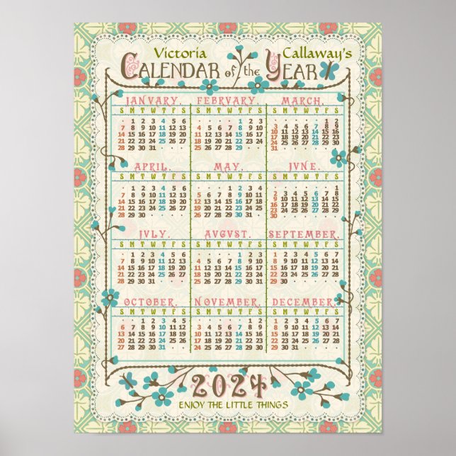 2024 Calendar Year Victorian Art Nouveau | Custom Poster (Front)