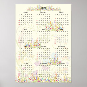 2024 calender wildflowers poster