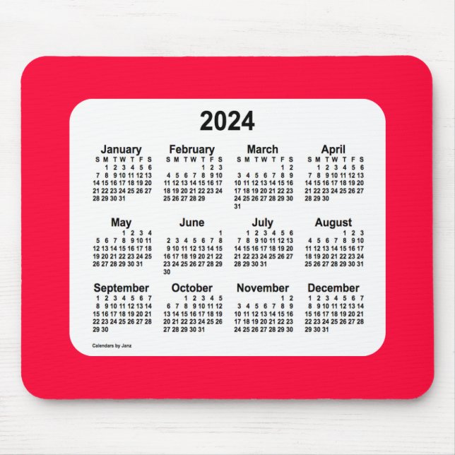 2024 Cherry Red Calendar by Janz Mouse Pad (Front)
