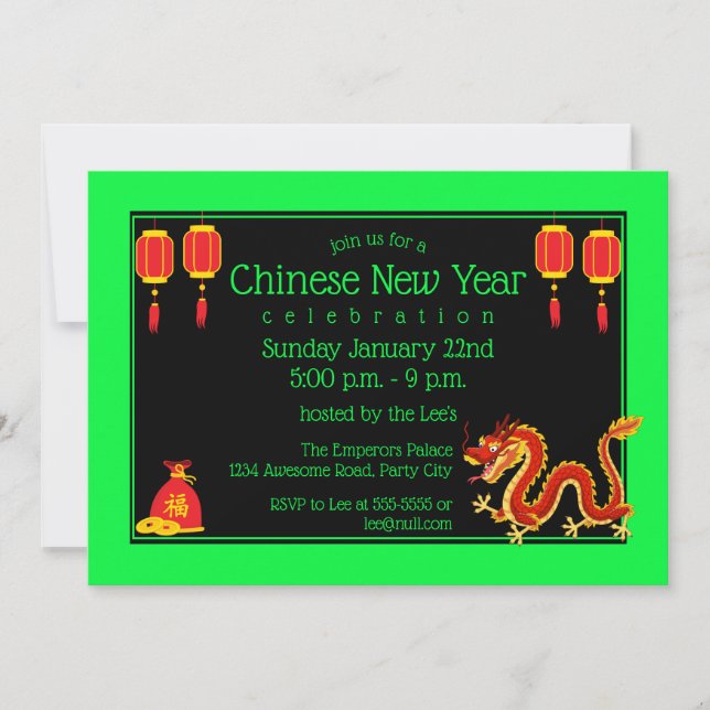 2024 Chinese New Year Cartoon Dragon Invitation (Front)
