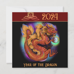 2024 Chinese Zodiac Year of the Dragon New Years Invitation
