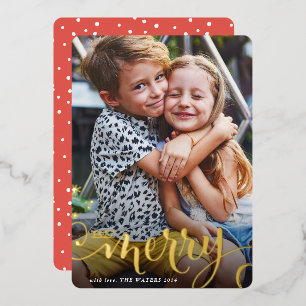 2024 CHRISTMAS photo family calligraphy merry kids Foil Holiday Card