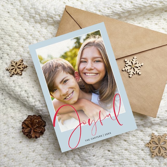2024 CHRISTMAS PHOTO stylish script red joyful Holiday Card (Creator Uploaded)