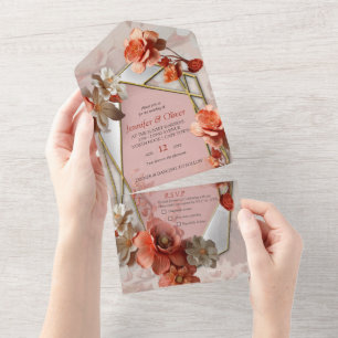 2024 colour of soft, pinkish-orange hue Peach Fuzz All In One Invitation