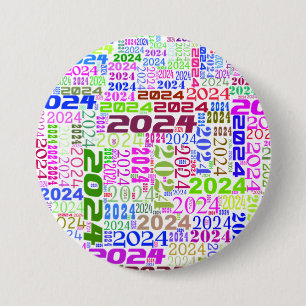 2024 Colourful, Bright, Celebrate the New Year 7.5 Cm Round Badge