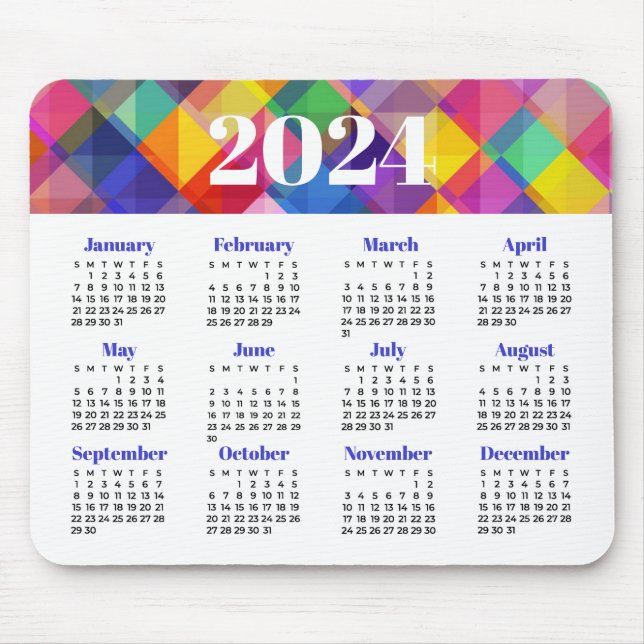 2024 Colourful Calendar Mouse Pad (Front)