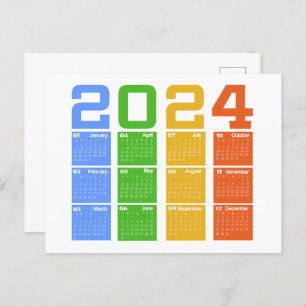 2024 Colourful Calendar Postcard