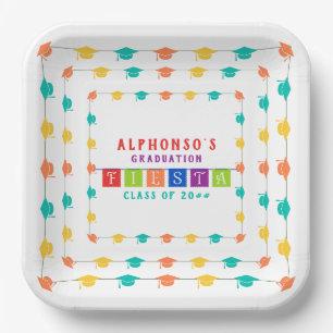 2024 Colourful Mexican Fiesta Graduation Party Paper Plate
